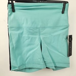 Yogalicious Lux Hi Rise 5" Inseam Shorts 2 Pack Wasabi Green & Black